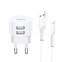 USAMS Ładowarka sieciowa 2x USB T20 2,1A lightning biały/white round Fast Charging XTXLOGT1804