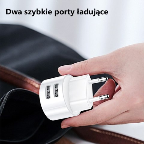 USAMS Ładowarka sieciowa 2x USB T20 2,1A round(only head) biały/white Fast Charging CC80TC01 (US-CC080)