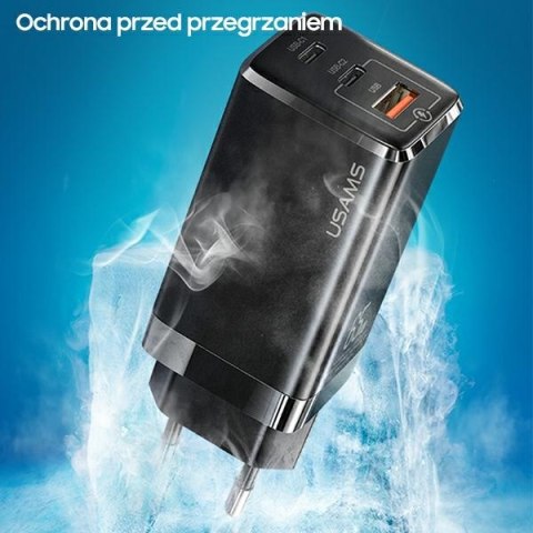USAMS Ładowarka sieciowa MT 2x USB-C+USB Ga N 65WT33 PD (only head) Fast Charging biały/white CC110TC02 (US-CC110)