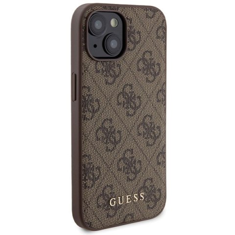 Zestaw Guess GUBPM5P15S4GEMGW i Phone15 6.1" hardcase + Powerbank 5000m Ah Mag Safe brązowy/brown 4G Metal Logo