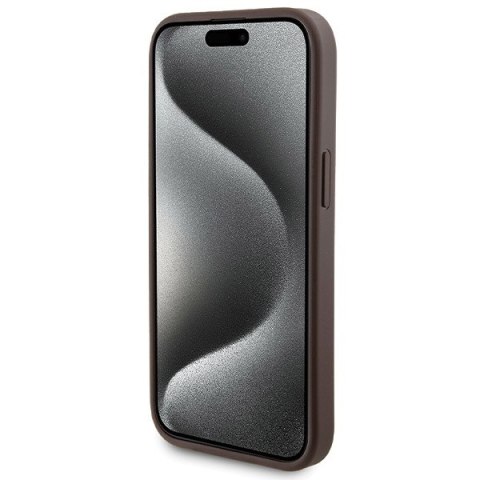 Zestaw Guess GUBPM5P15S4GEMGW i Phone15 6.1" hardcase + Powerbank 5000m Ah Mag Safe brązowy/brown 4G Metal Logo