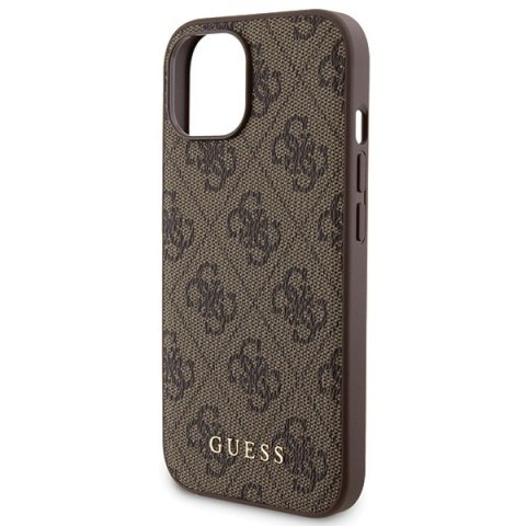 Zestaw Guess GUBPM5P15S4GEMGW i Phone15 6.1" hardcase + Powerbank 5000m Ah Mag Safe brązowy/brown 4G Metal Logo