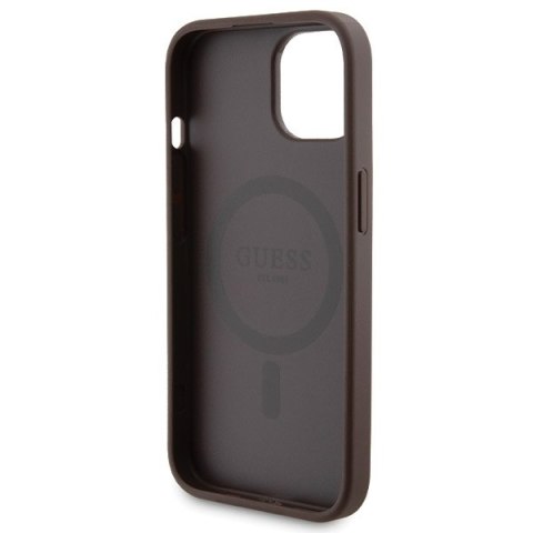 Zestaw Guess GUBPM5P15S4GEMGW i Phone15 6.1" hardcase + Powerbank 5000m Ah Mag Safe brązowy/brown 4G Metal Logo