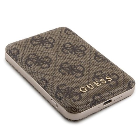 Zestaw Guess GUBPM5P15S4GEMGW i Phone15 6.1" hardcase + Powerbank 5000m Ah Mag Safe brązowy/brown 4G Metal Logo
