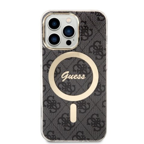 Zestaw Guess GUBPP13XH4EACSK Case+ Charger i Phone 13 Pro Max czarny/black hard case 4G Print Mag Safe