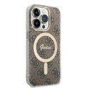 Zestaw Guess GUBPP14XH4EACSW Case+ Charger i Phone 14 Pro Max 6,7" brązowy/brown hard case 4G Print Mag Safe