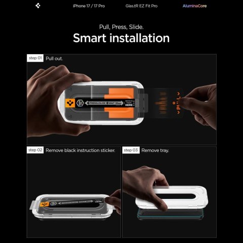 Szkło hartowane Spigen Glas.tR 'EZ Fit Pro' iPhone 16 Pro / 17 / 17 Pro przezroczyste