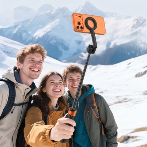 Tech-Protect L10S MagSafe Bluetooth selfie stick ze statywem Czarno-pomarańczowy