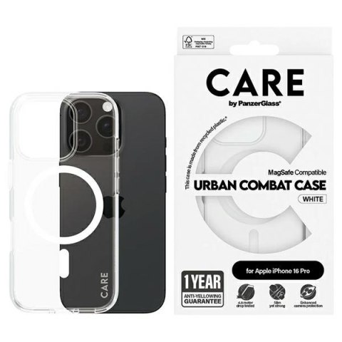 Etui CARE by Panzer Glass Flagship Case i Phone 16 Pro 6.3" biały/white Mag Safe 1338