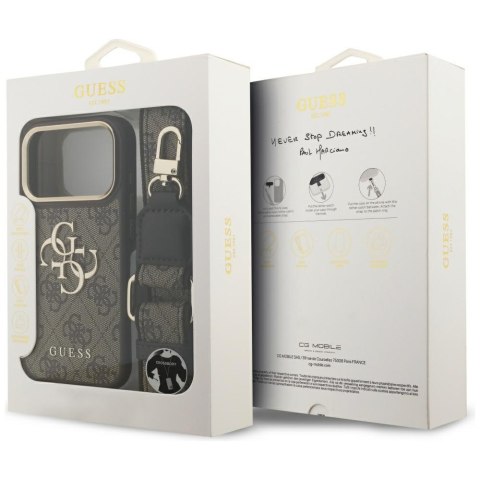 Etui Guess 4G Big 4G Classic Logo Big Strap Metal Buttons do i Phone 17 Pro brązowy