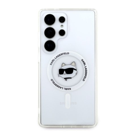 Etui Karl Lagerfeld Button Choupette Head Printed Logo Mag Safe do Samsung Galaxy S25 Ultra biały