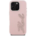 Etui Karl Lagerfeld FW Grained Signature Logo do i Phone 16 Pro Max różowy