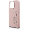 Etui Karl Lagerfeld FW Grained Signature Logo do i Phone 16 Pro Max różowy