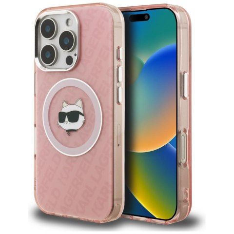 Etui Karl Lagerfeld IML Choupette Head Logo Mag Safe do i Phone 16 Pro Max różowy