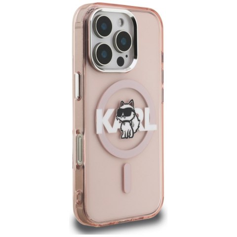 Etui Karl Lagerfeld IML Choupette Sketch Logo Mag Safe do i Phone 16 Pro Max różowy