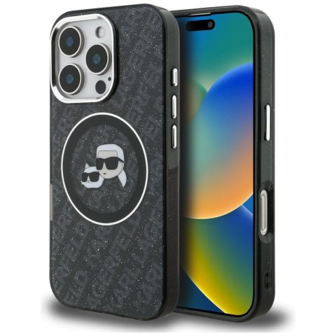 Etui Karl Lagerfeld IML Glitter Karl & Choupette Heads Logo Mag Safe do i Phone 16 Pro Max czarny