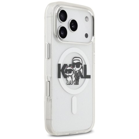 Etui Karl Lagerfeld IML Glitter Karl & Choupette Sketch Logo Mag Safe do i Phone 17 Pro przezroczysty