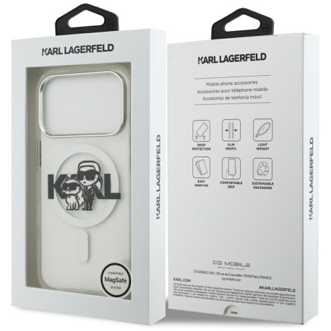 Etui Karl Lagerfeld IML Glitter Karl & Choupette Sketch Logo Mag Safe do i Phone 17 Pro przezroczysty