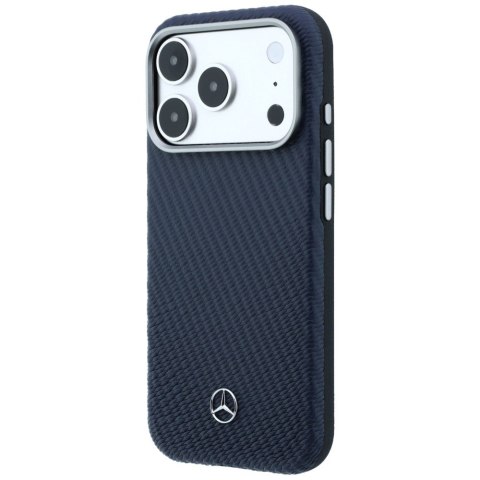 Etui Mercedes Leather Semi Wrap Wood Effect Mag Safe do i Phone 17 Pro Max granatowy