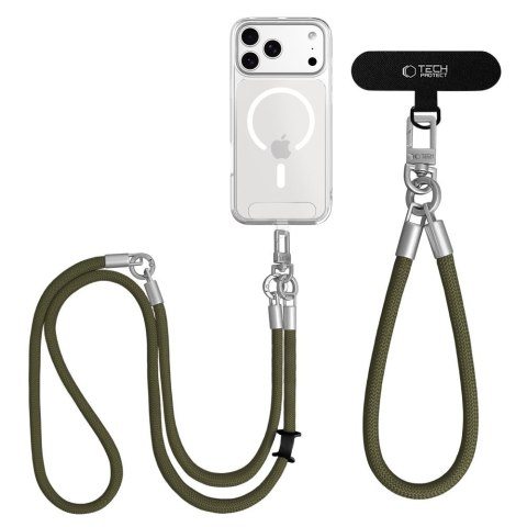 Smycz do Telefonu Tech-Protect C10S Rope Crossbody & Wrist - Oliwkowa Ziele / Tytan