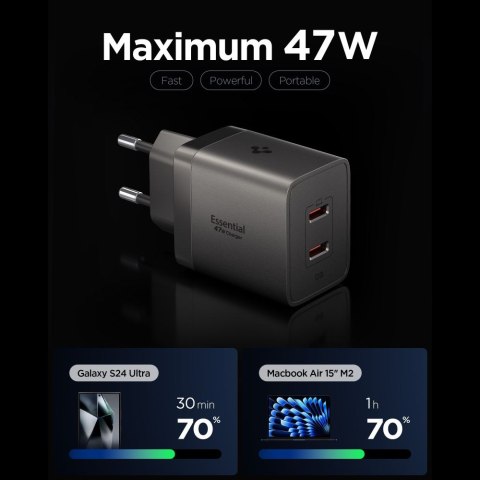 Ładowarka Sieciowa Spigen EE472EU-GaN Essential 2-Port 47W Grafitowa