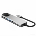 Tech-Protect HB09 Adapter Hub 8w1 Type-C + USB-A3.0 + USB-C3.0 + HDMI 4K 60Hz + SD/TF + PD100W + RJ45 1000MB/S Szary Space