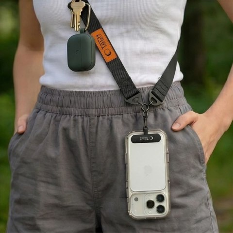 Smycz do Telefonu Tech-Protect C9S Rope Crossbody - Czarno-Pomaraczowa