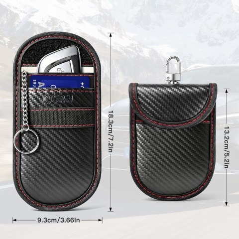 Etui Blokujące Sygnał RFID Keyless Tech-Protect KLR100 Pouch - Carbon Czarny / Czerwony