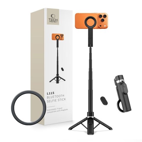 Tech-Protect L11S MagSafe Bluetooth selfie stick ze statywem Czarny