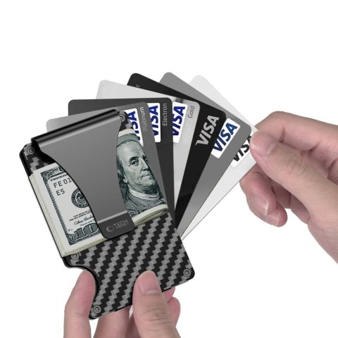 Tech-Protect Thorn RFID Portfel na Karty Carbon Czarny