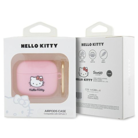 Hello Kitty HKA33DKHSP Airpods 3 cover różowy/pink Silicone 3D Kitty Head