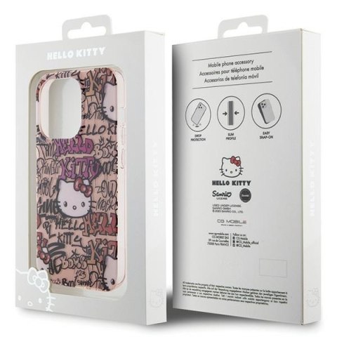 Hello Kitty HKHCP14LHDGPTP i Phone 14 Pro 6.1" różowy/pink hardcase IML Tags Graffiti