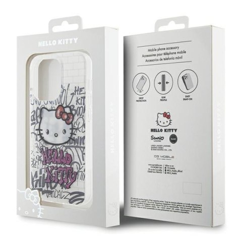 Hello Kitty HKHCP15XHDGPHT i Phone 15 Pro Max 6.7" biały/white hardcase IML Kitty On Bricks Graffiti