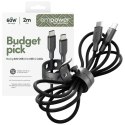 Kabel empower by Panzer Glass Racing 60W USB-C do USB-C 2m czarny