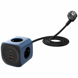 Kostka zasilająca 6w1 Cellline Power Socket Cube 2500W USB/2x USB-C 65W niebieski