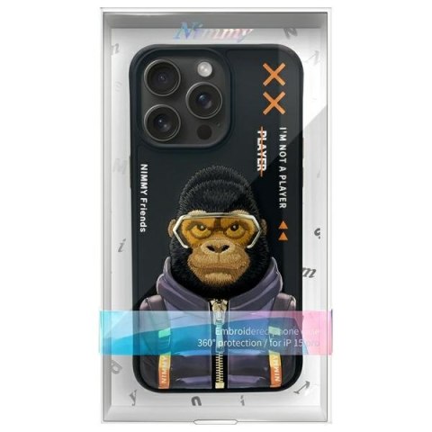 Nimmy etui i Phone 15 Pro 6.1" czarny/black Cool&Cute 2.0 Monkey