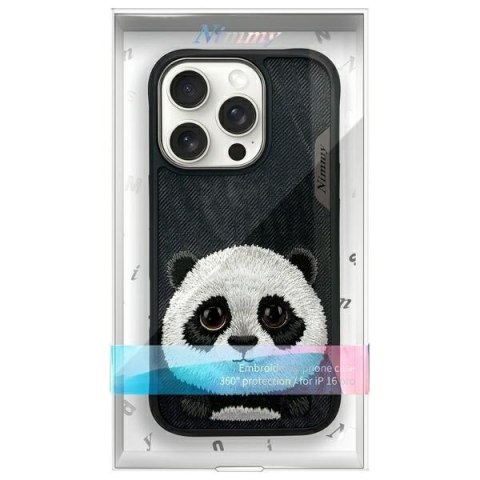 Nimmy etui i Phone 16 Pro 6.3" czarny/black Big Eyed Pet 2.0 Panda