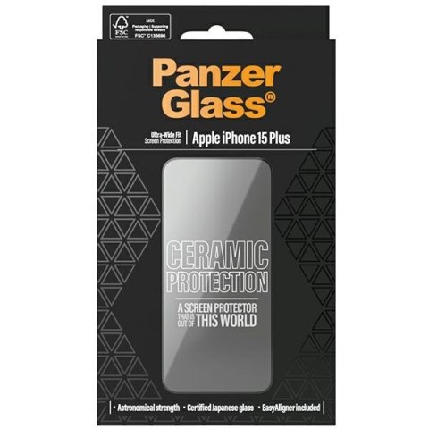 Panzer Glass Ceramic Protection i Phone 15 Plus 6.7" Ultra-Wide-Fit Screen Protection Easy Aligner Included 2839