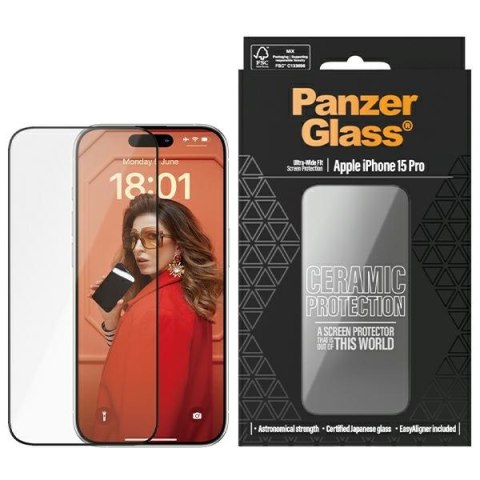 Panzer Glass Ceramic Protection i Phone 15 Pro 6.1" Ultra-Wide-Fit Screen Protection Easy Aligner Included 2838
