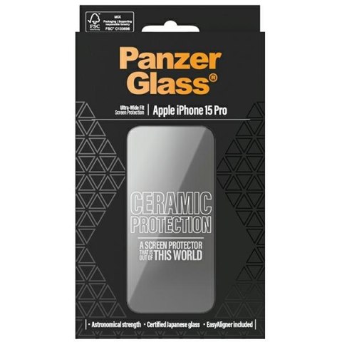 Panzer Glass Ceramic Protection i Phone 15 Pro 6.1" Ultra-Wide-Fit Screen Protection Easy Aligner Included 2838