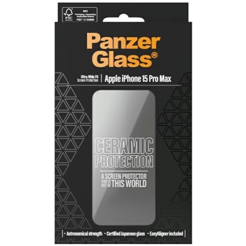Panzer Glass Ceramic Protection i Phone 15 Pro Max 6.7" Ultra-Wide-Fit Screen Protection Easy Aligner Included 2840