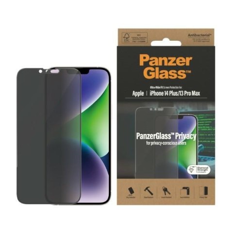 Panzer Glass Ultra-Wide Fit i Phone 14Plus / 13 Pro Max 6,7" Privacy Screen Protection Antibacterial P2773
