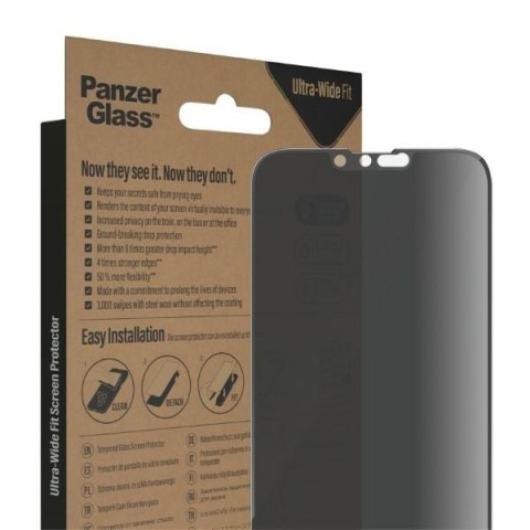 Panzer Glass Ultra-Wide Fit i Phone 14Plus / 13 Pro Max 6,7" Privacy Screen Protection Antibacterial P2773