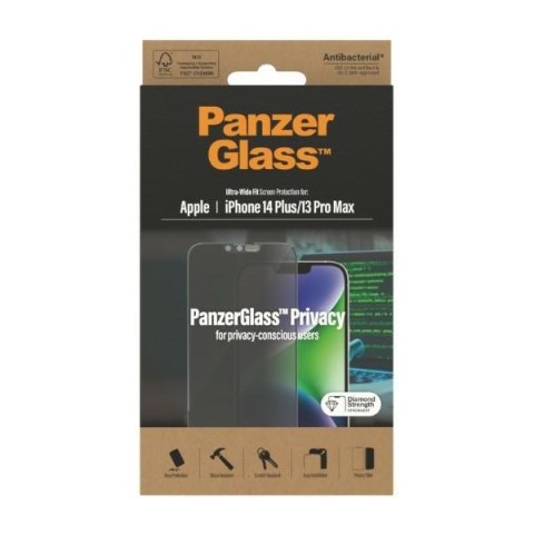 Panzer Glass Ultra-Wide Fit i Phone 14Plus / 13 Pro Max 6,7" Privacy Screen Protection Antibacterial P2773