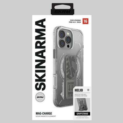 Skinarma etui Helio i Phone 16 Pro Max 6.9" Magnetic Charging + Grip Stand titanium