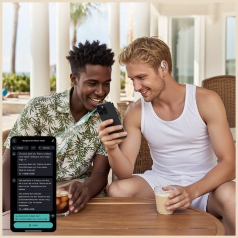 Słuchawki Bluetooth 4smarts Sky Buds OWS z ekranem i tłumaczem AI beżowy