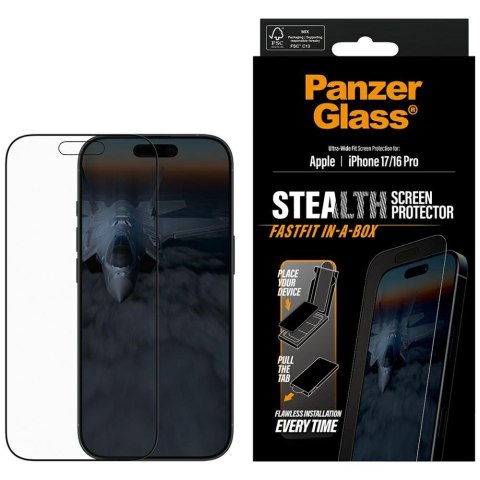 Szkło hartowane Panzer Glass Stealth Ultra-Wide Fit Fastfit do i Phone 17 / 16 Pro