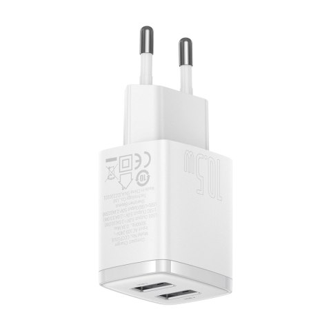 Baseus Compact ładowarka sieciowa 2x USB 10.5W biały (CCXJ010202)