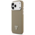 Etui Guess Grained Triangle Logo Mag Safe do i Phone 17 Pro Max brązowy