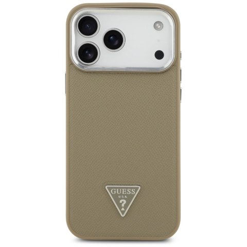 Etui Guess Grained Triangle Logo Mag Safe do i Phone 17 Pro Max brązowy